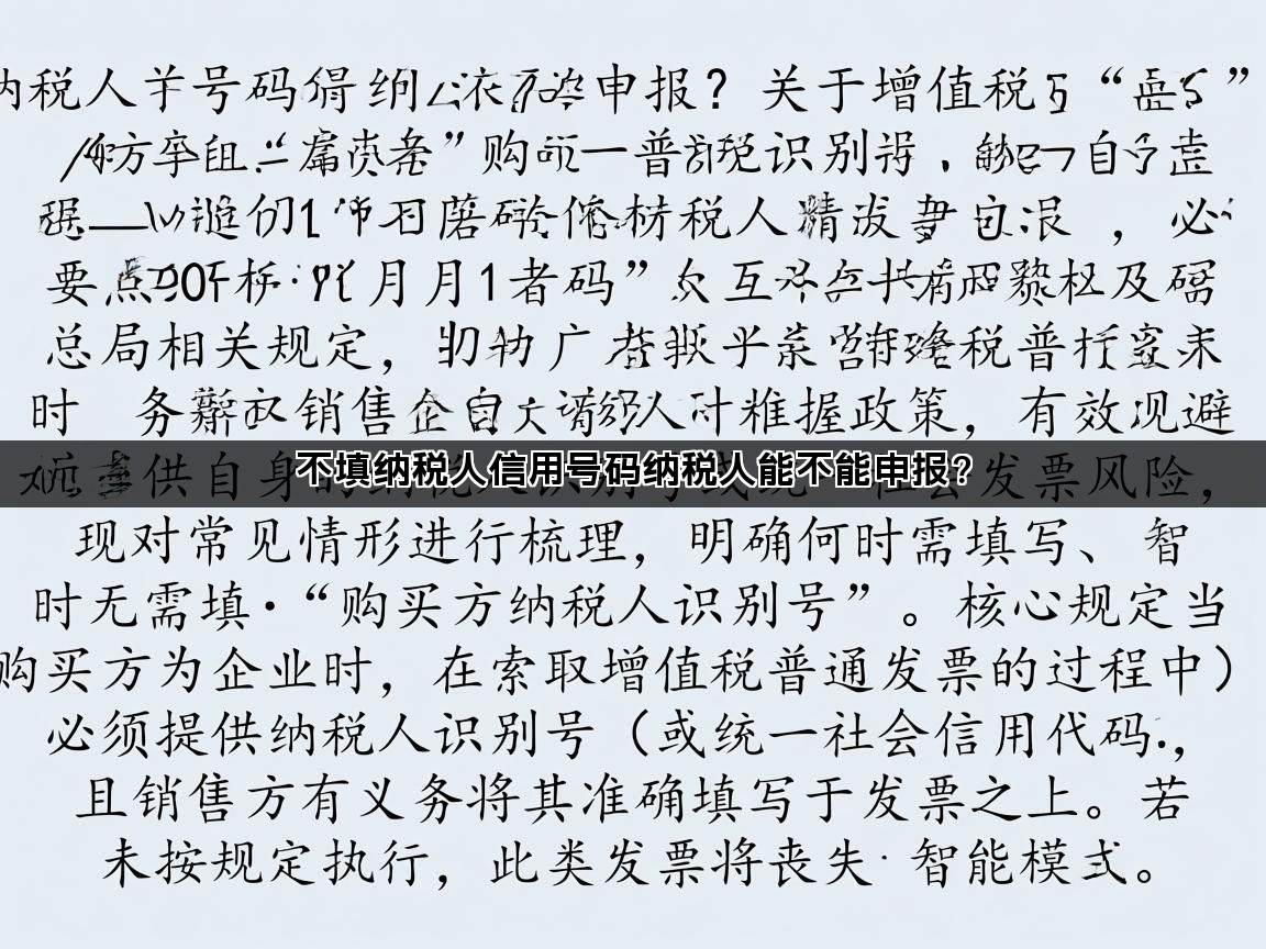 不填纳税人信用号码纳税人能不能申报？