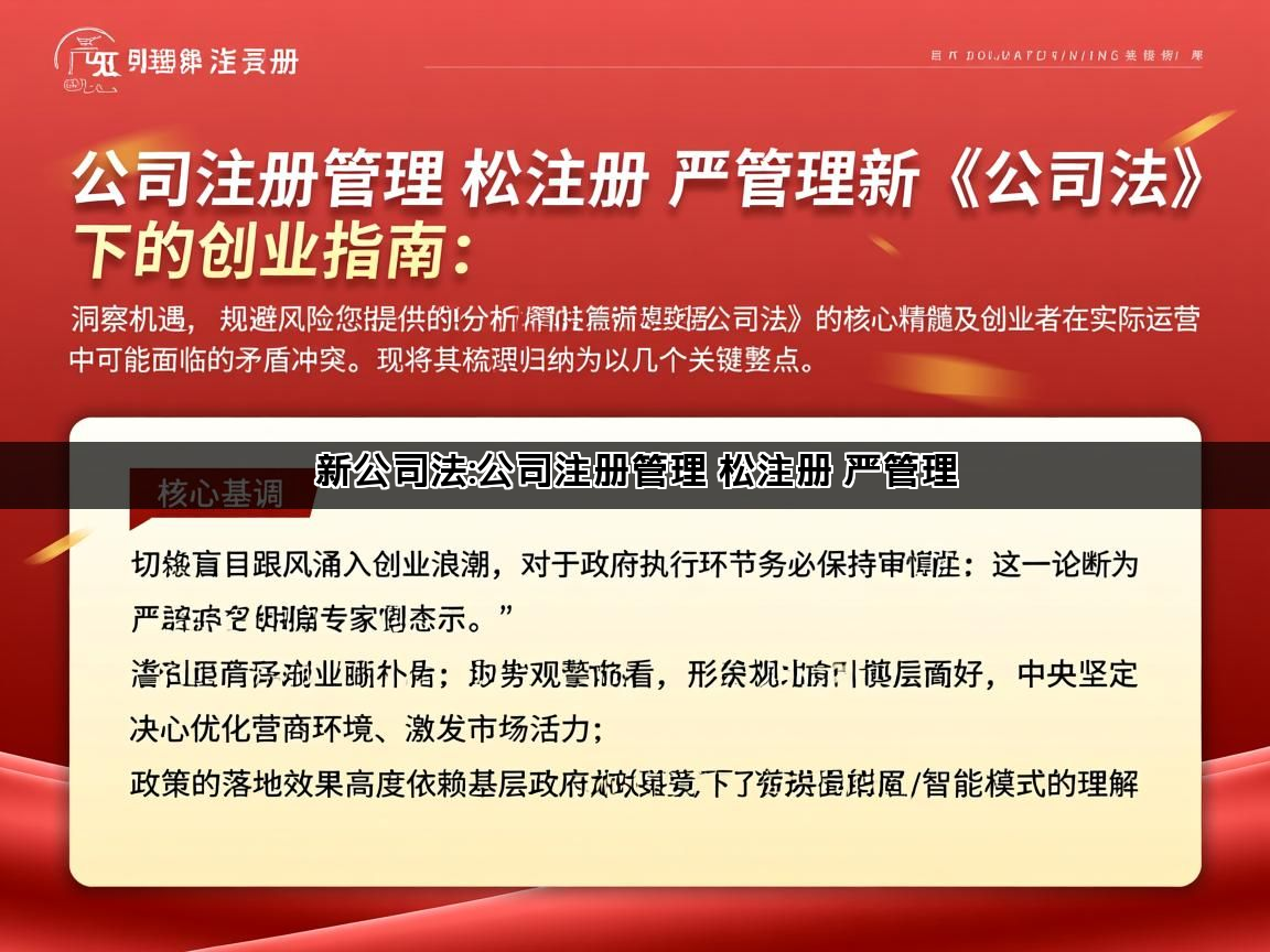 新公司法:公司注册管理 松注册 严管理